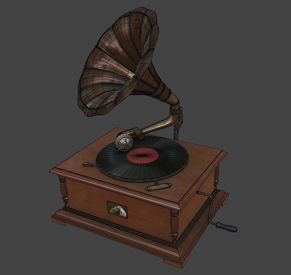 Gramophone Low-poly 3D model_5
