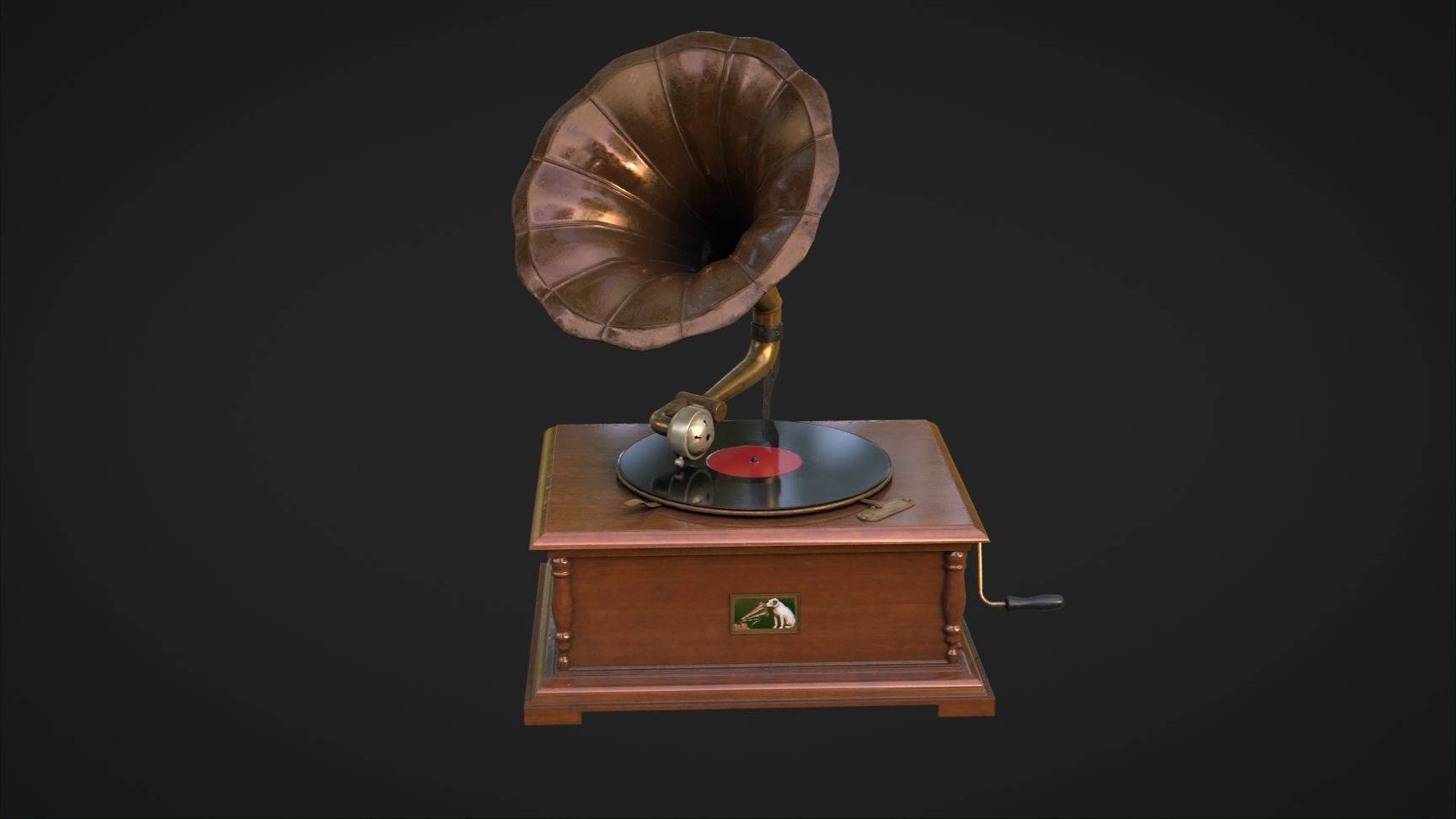 Gramophone Low-poly 3D model_3
