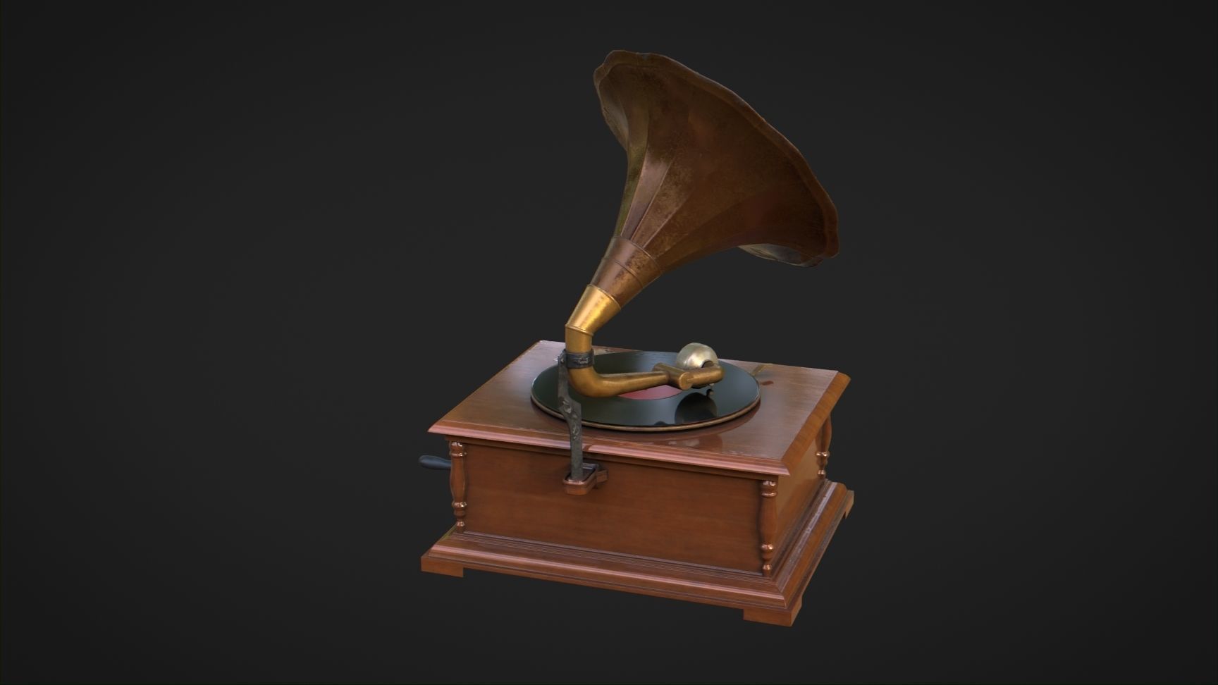 Gramophone Low-poly 3D model_4