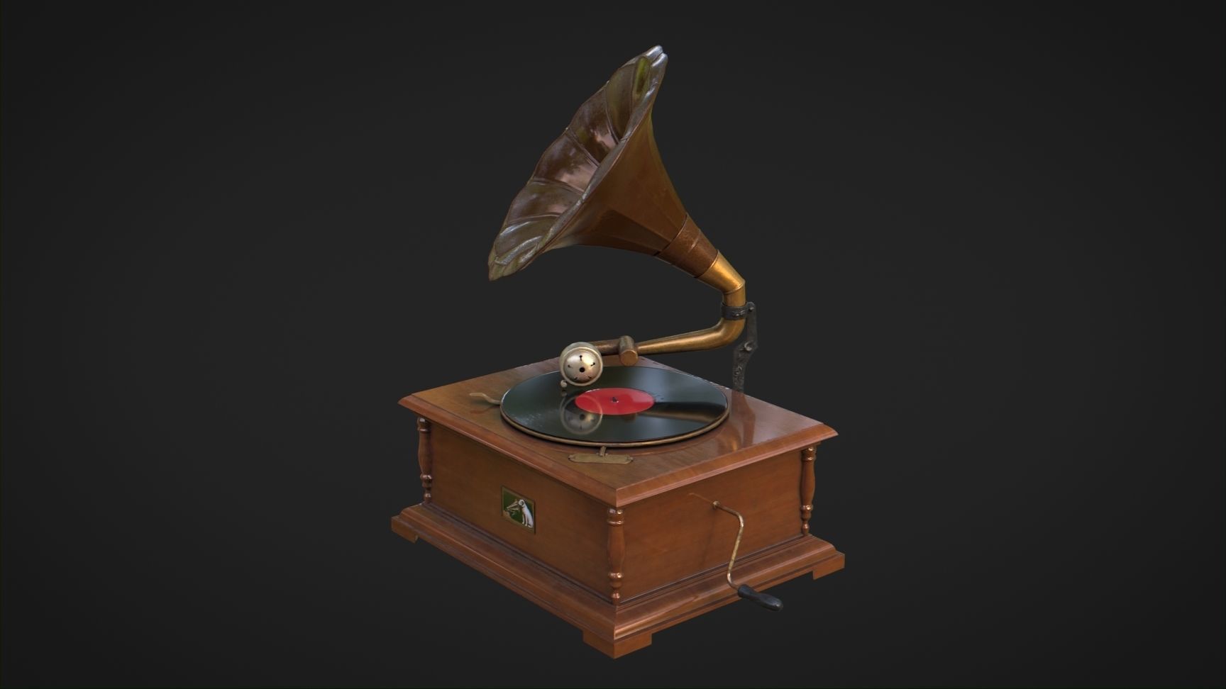 Gramophone Low-poly 3D model_1
