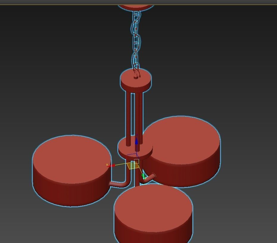 HOLLYWOOD light chandelier in brass 3D model_3