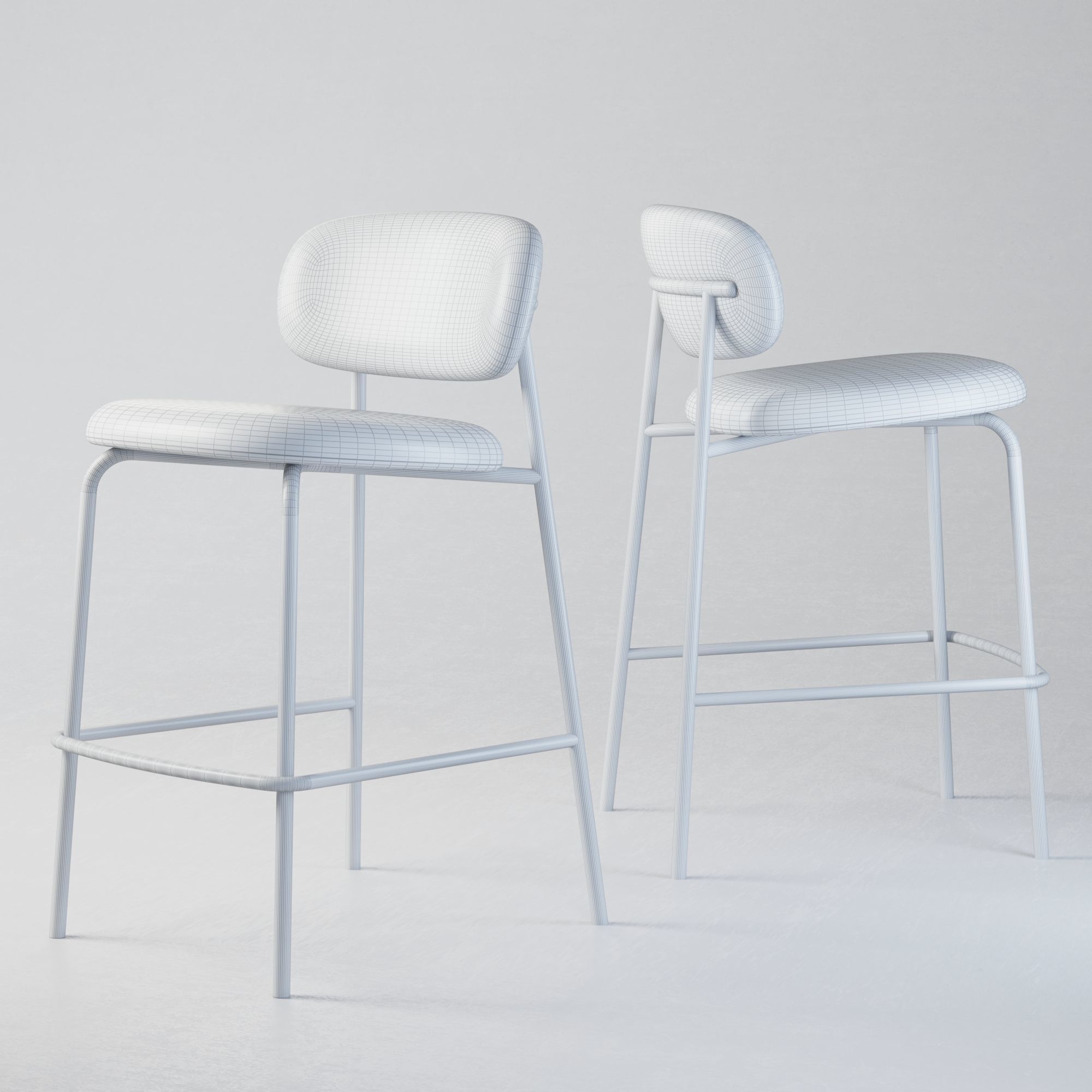 Bar stool Low-poly 3D model_9