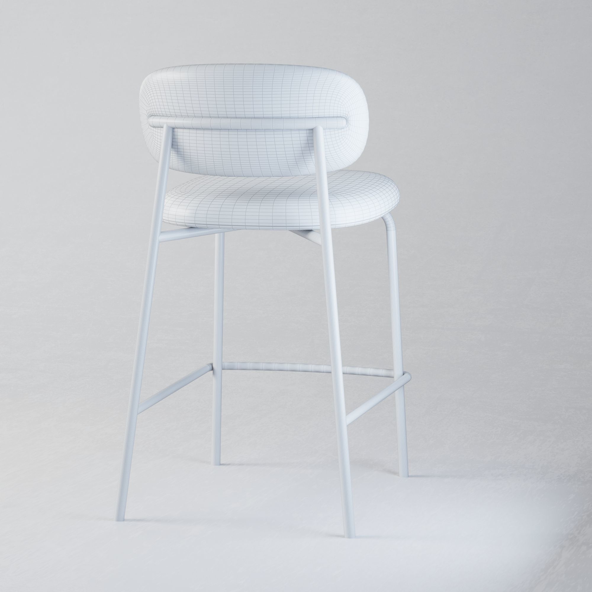 Bar stool Low-poly 3D model_6