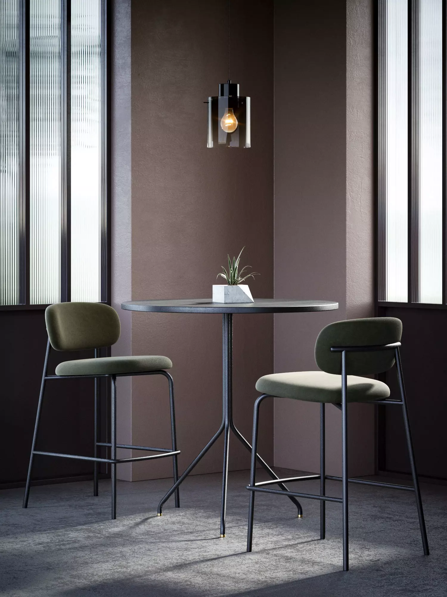 Bar stool Low-poly 3D model_0