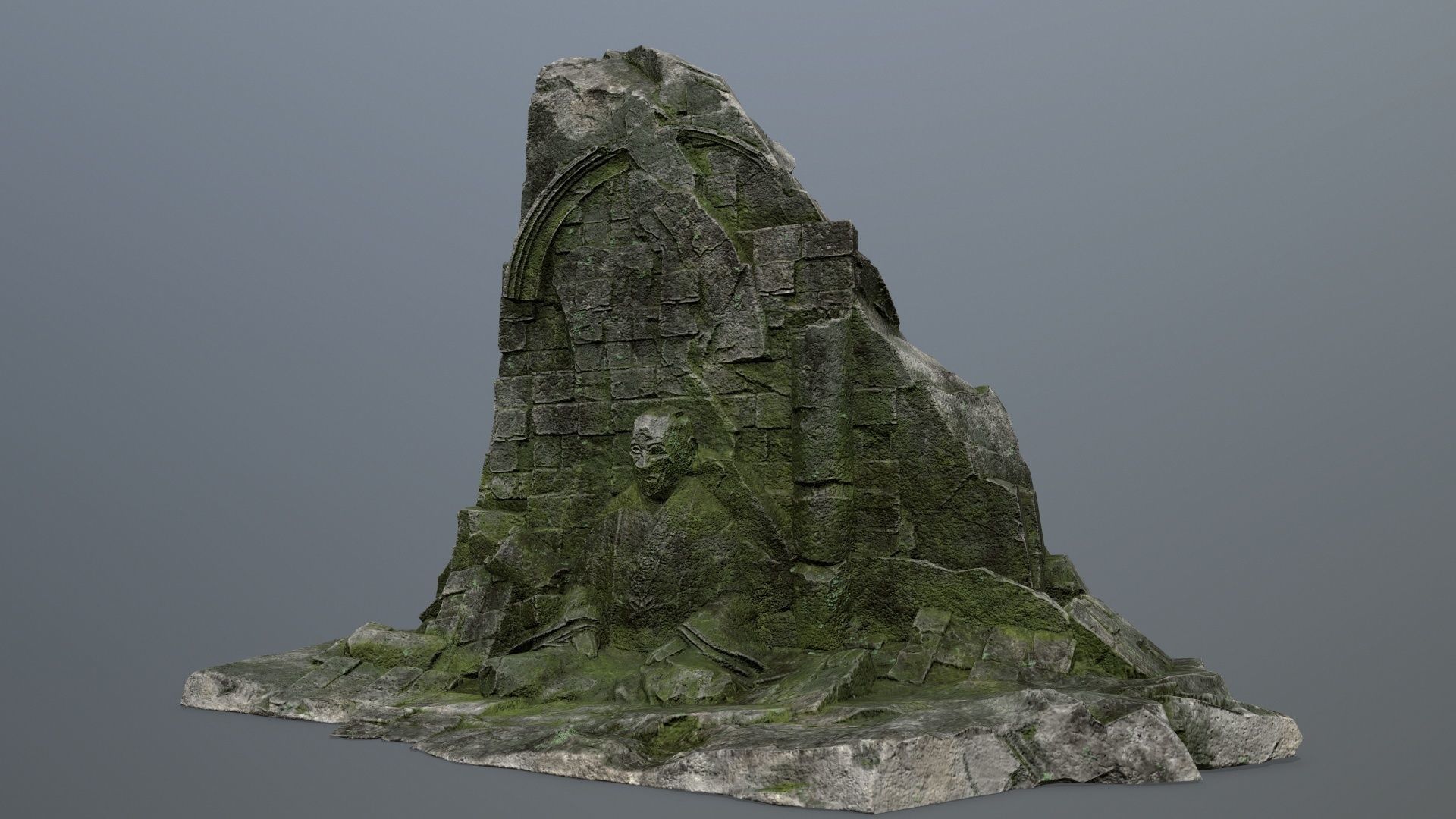 Buddha Rock Low-poly 3D model_8
