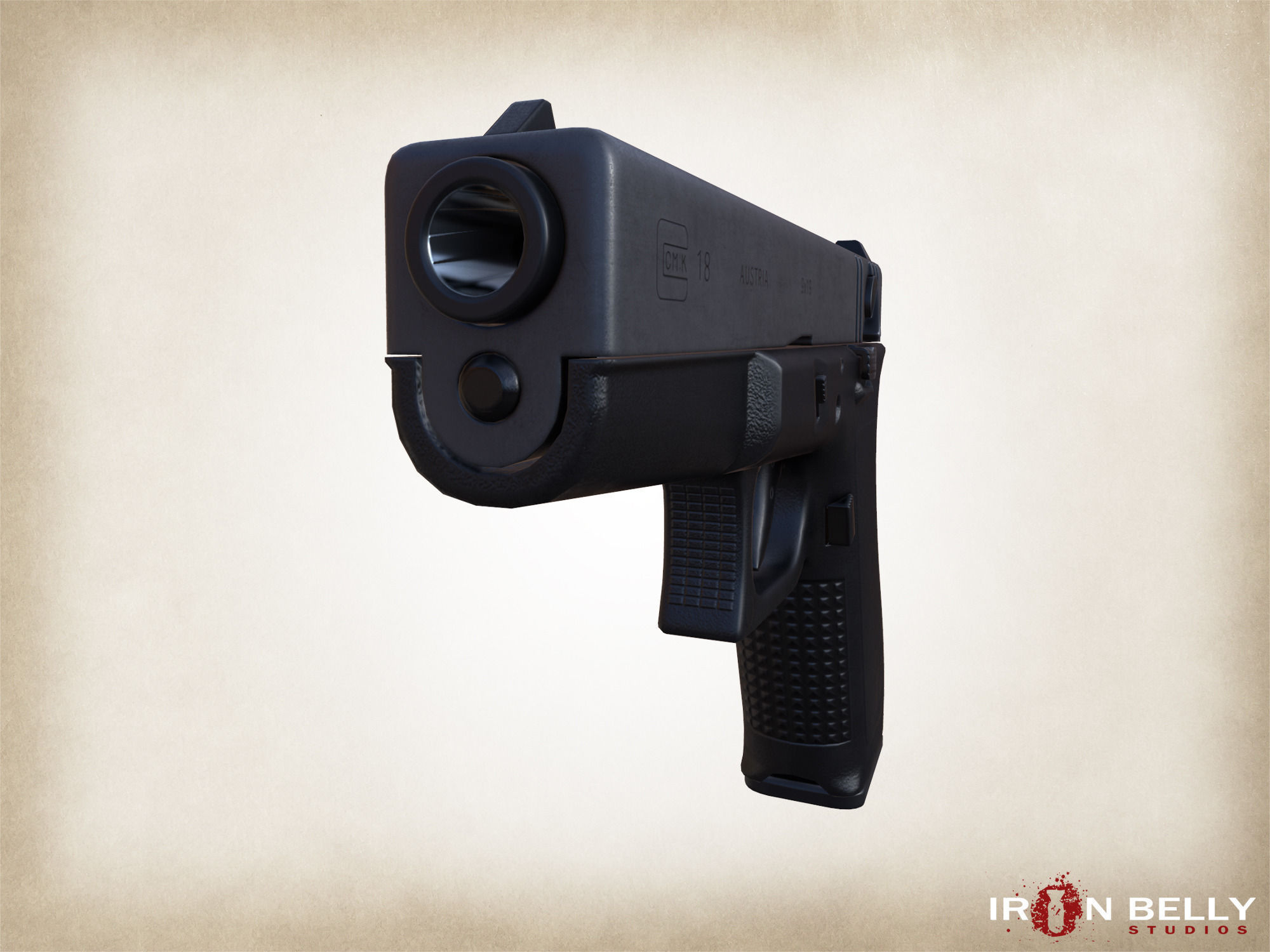 AAA FPS G-18 Pistol  Low-poly 3D model_6