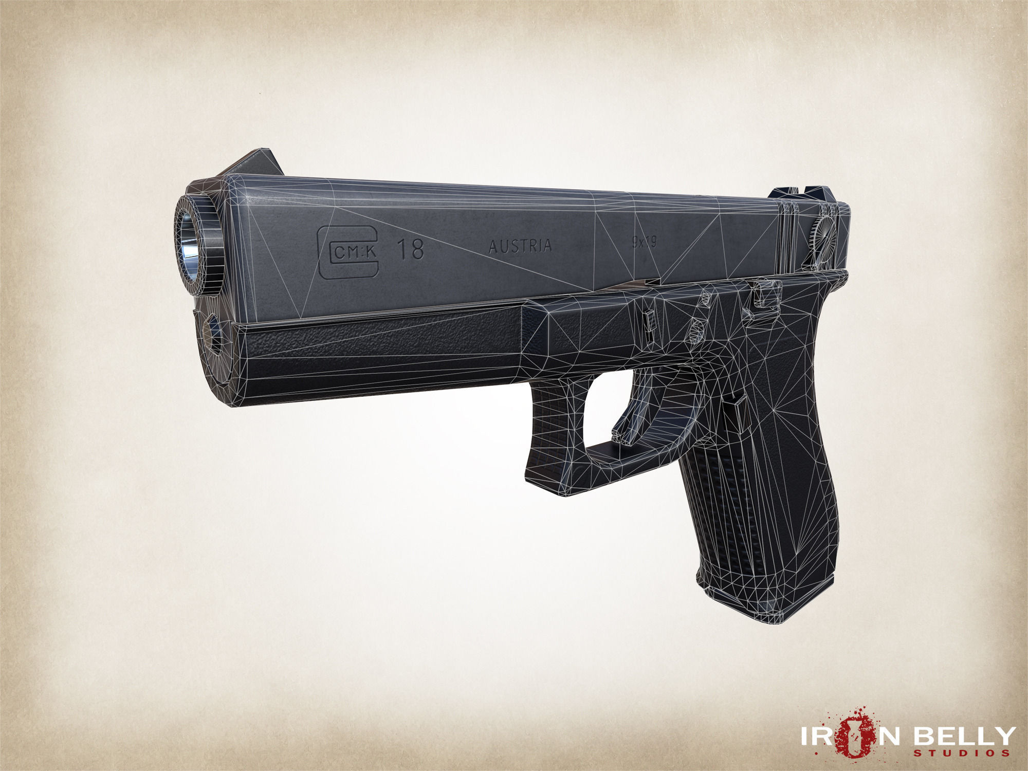 AAA FPS G-18 Pistol  Low-poly 3D model_1