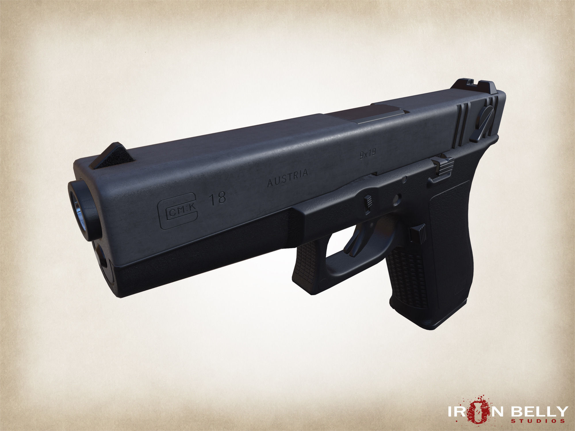 AAA FPS G-18 Pistol  Low-poly 3D model_5