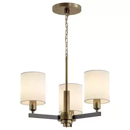 BELVEDERE three light chandelier in brass with shades