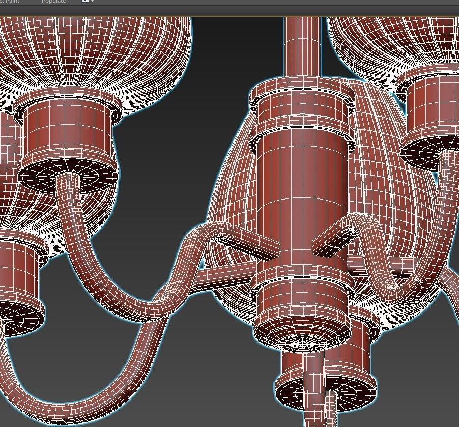 WINDSOR light brass chandelier with glass shades 3D model_4