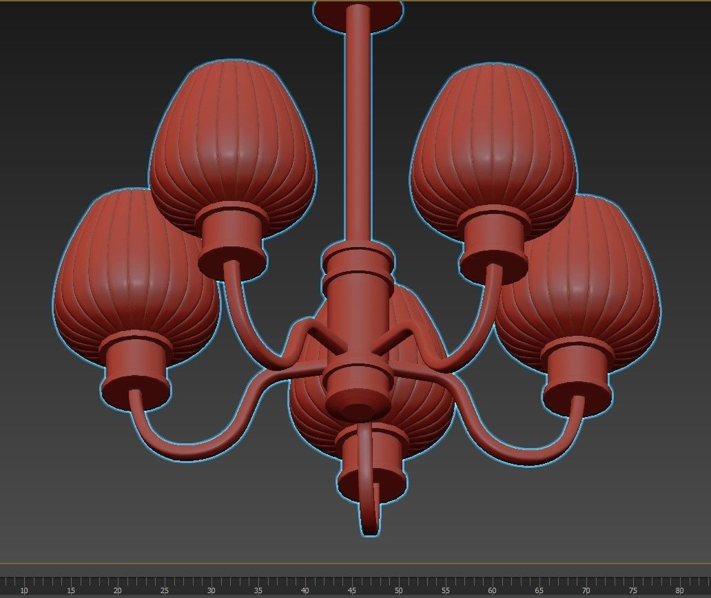 WINDSOR light brass chandelier with glass shades 3D model_3