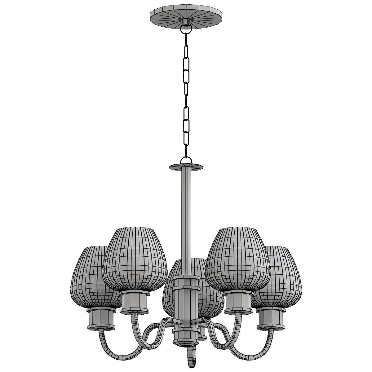 WINDSOR light brass chandelier with glass shades 3D model_1