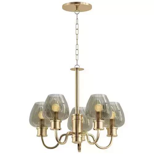 WINDSOR light brass chandelier with glass shades