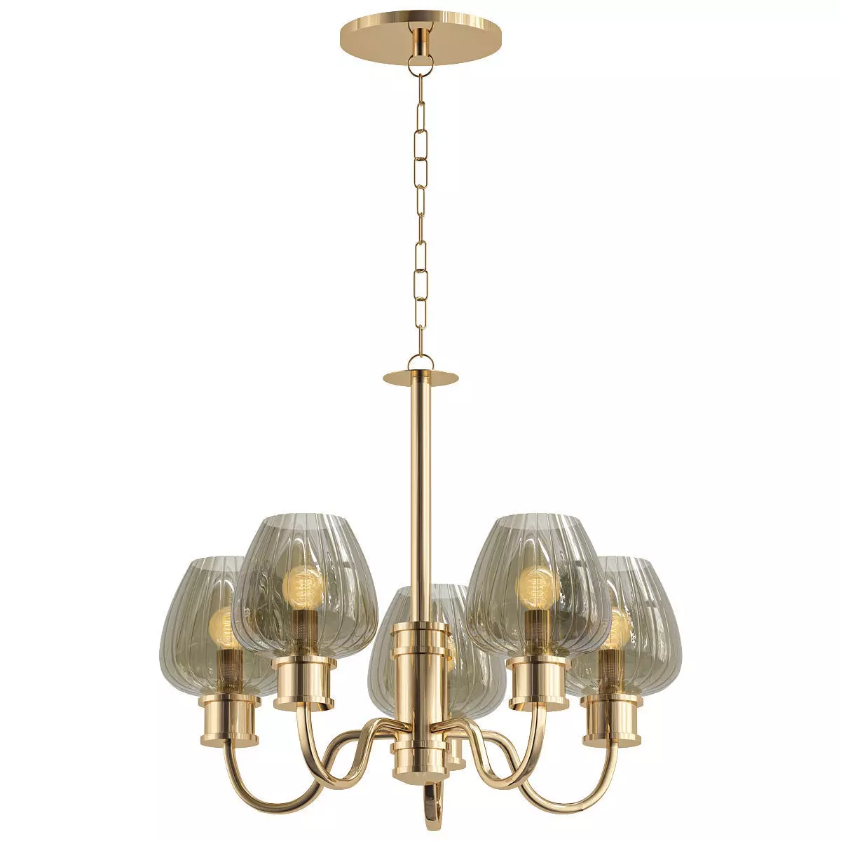 WINDSOR light brass chandelier with glass shades 3D model_0