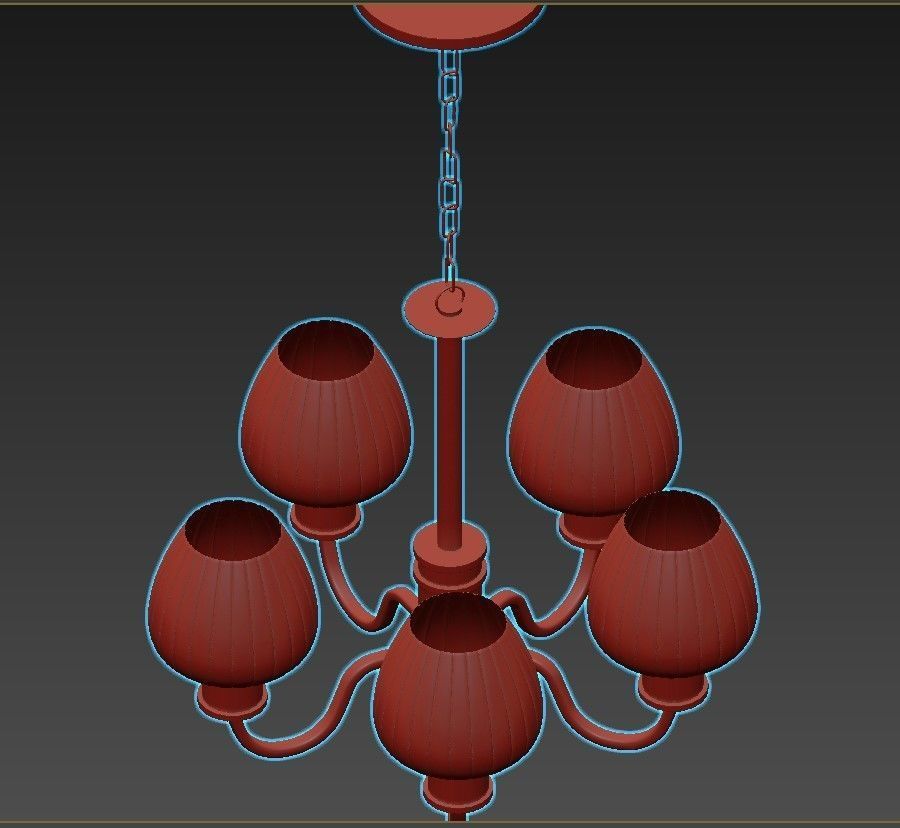 WINDSOR light brass chandelier with glass shades 3D model_2
