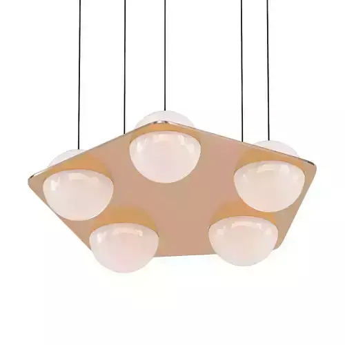Laurent Collection pendant light with five balls hanging from it