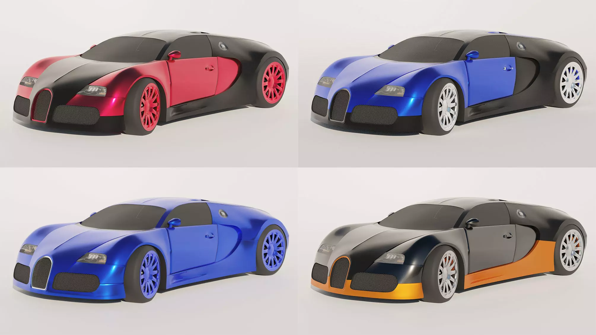4 models bugatti Free low-poly 3D model