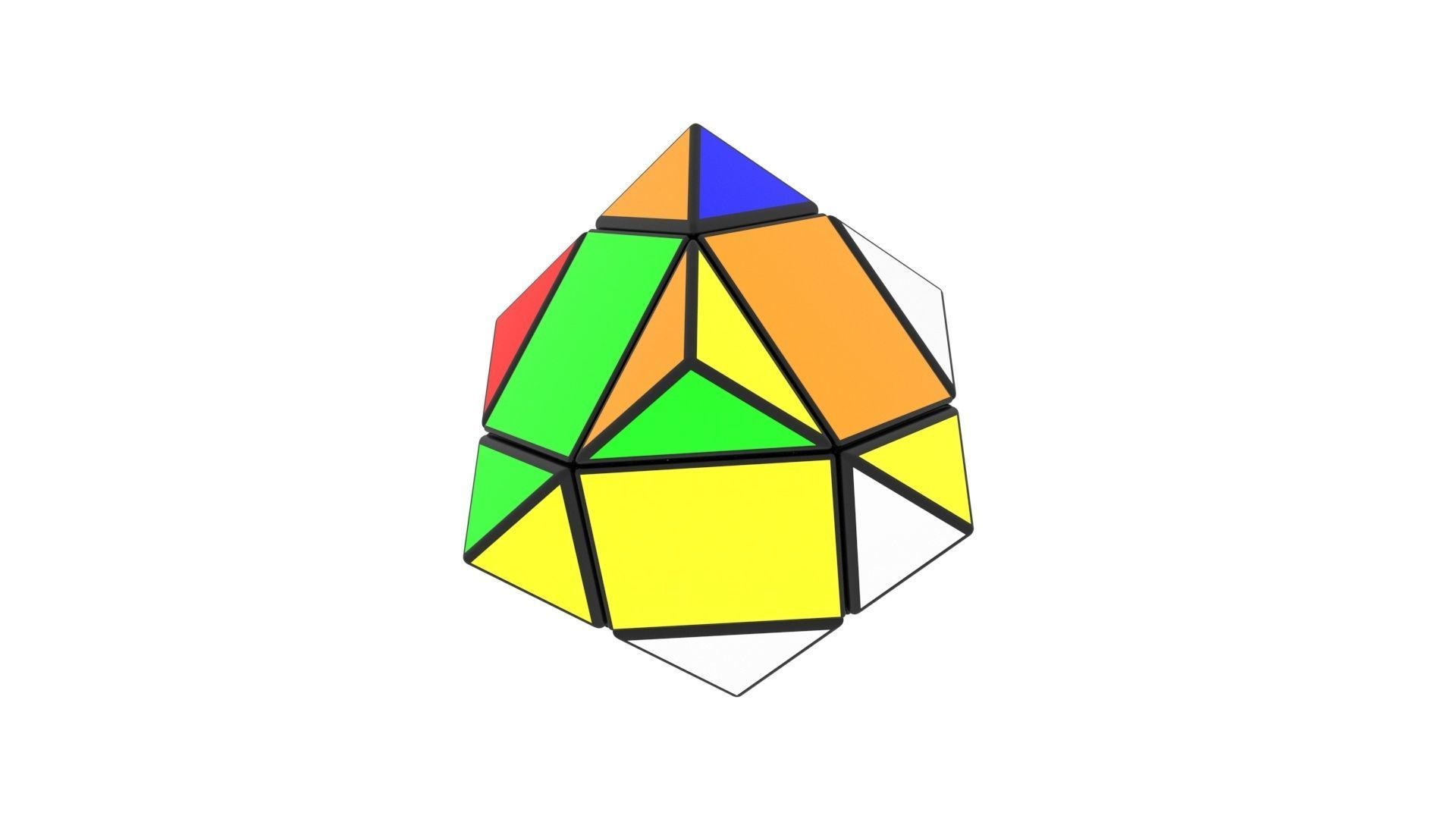 Skewb Puzzle With Solving Animation 3D model_30