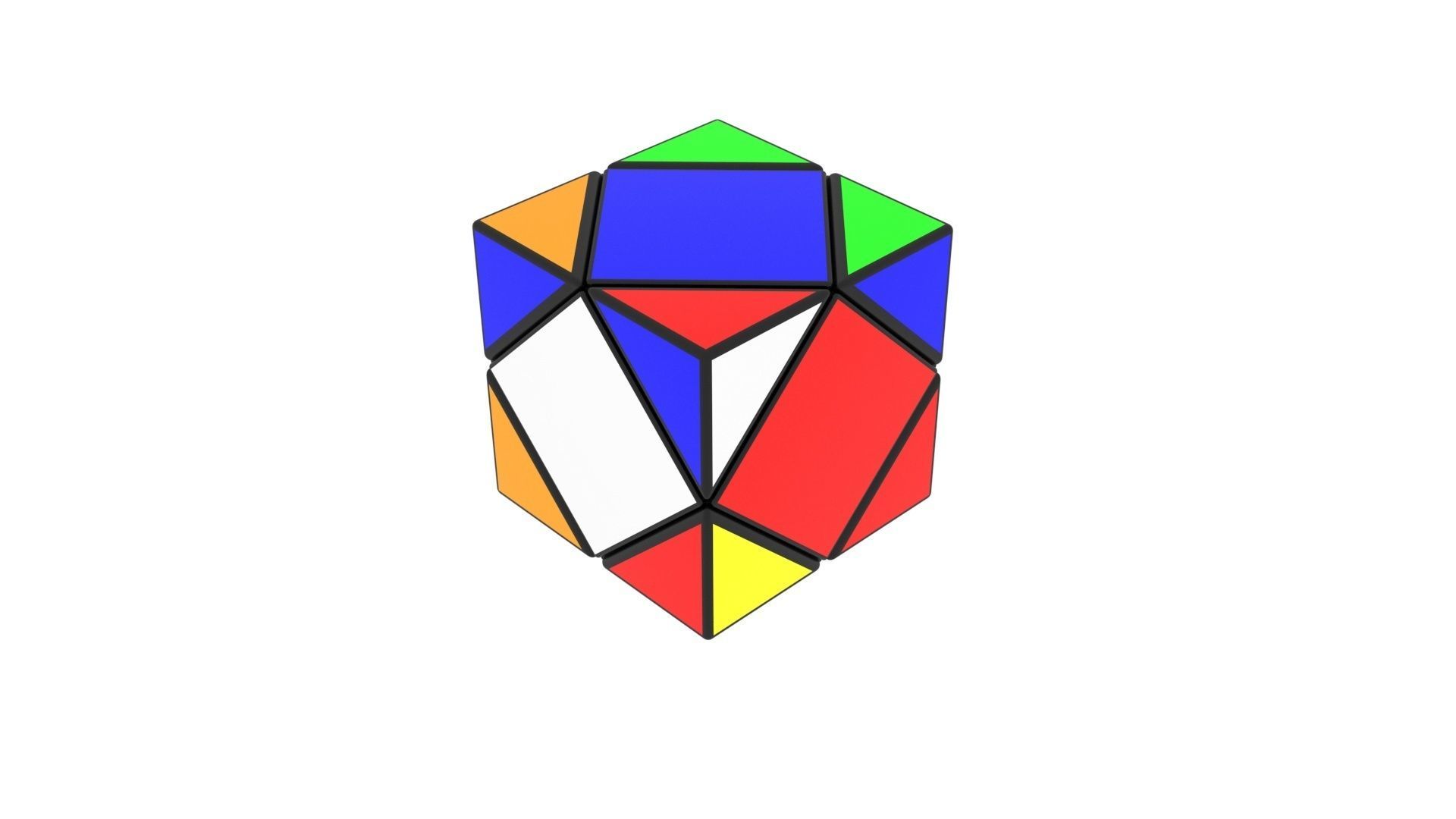 Skewb Puzzle With Solving Animation 3D model_20