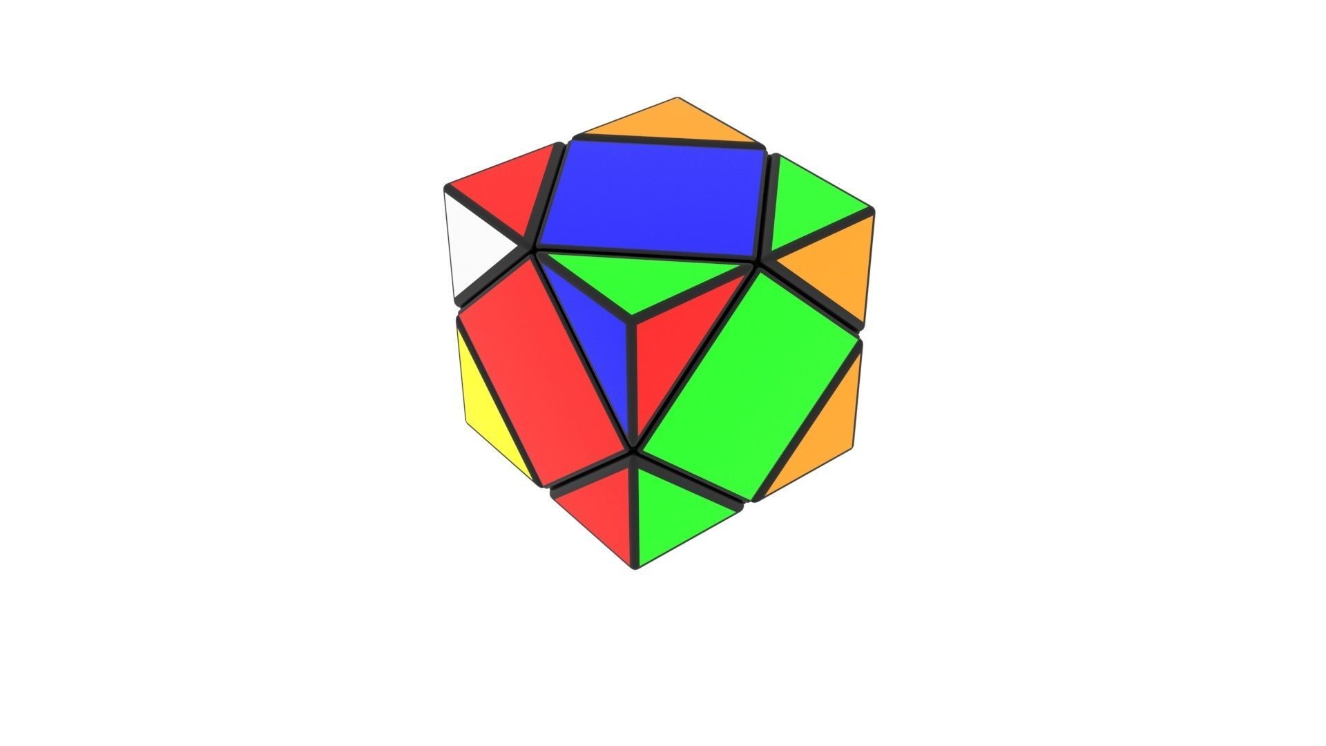 Skewb Puzzle With Solving Animation 3D model_21