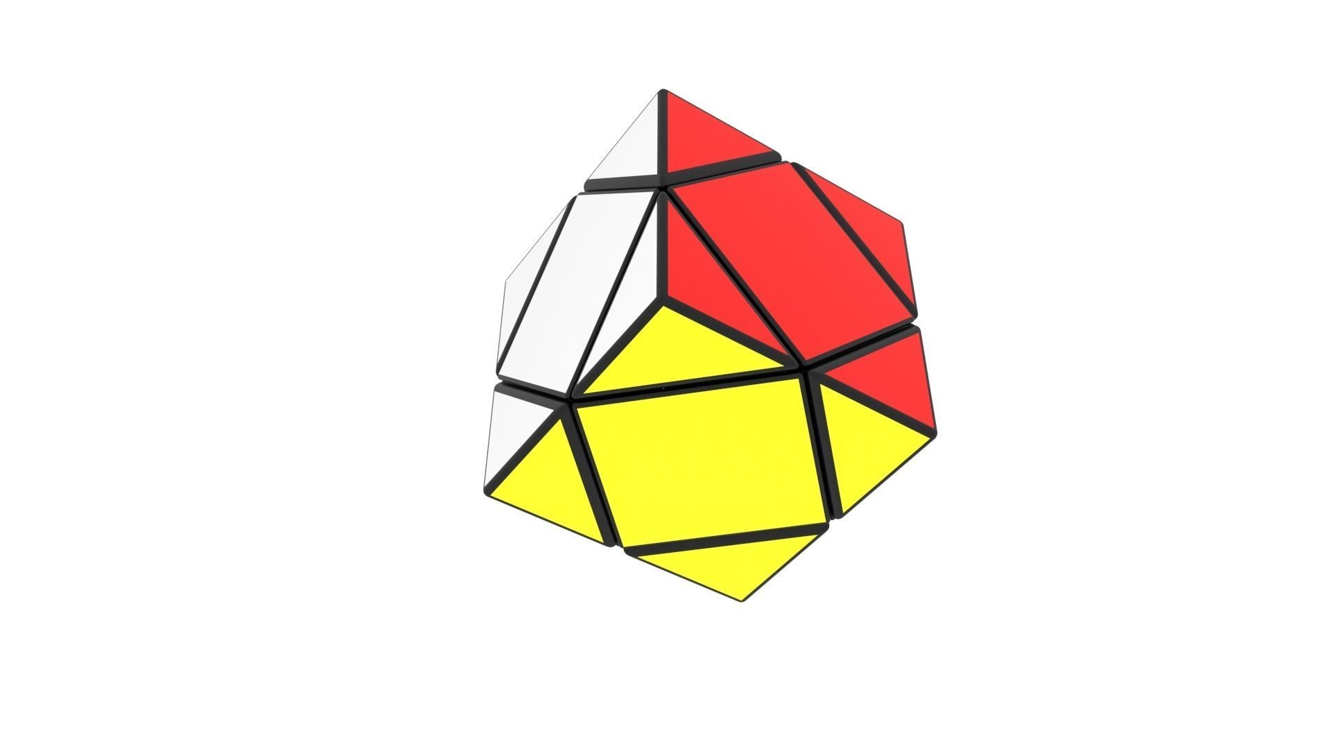 Skewb Puzzle With Solving Animation 3D model_13
