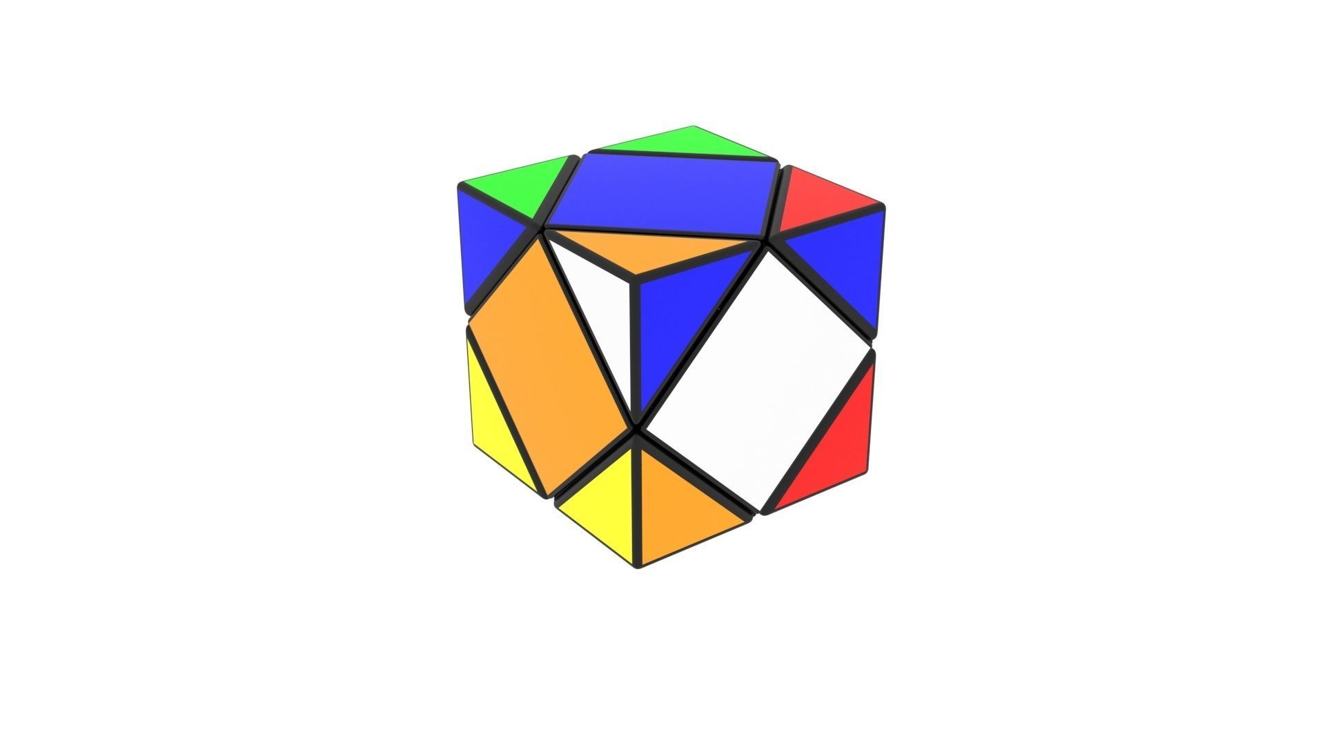 Skewb Puzzle With Solving Animation 3D model_22