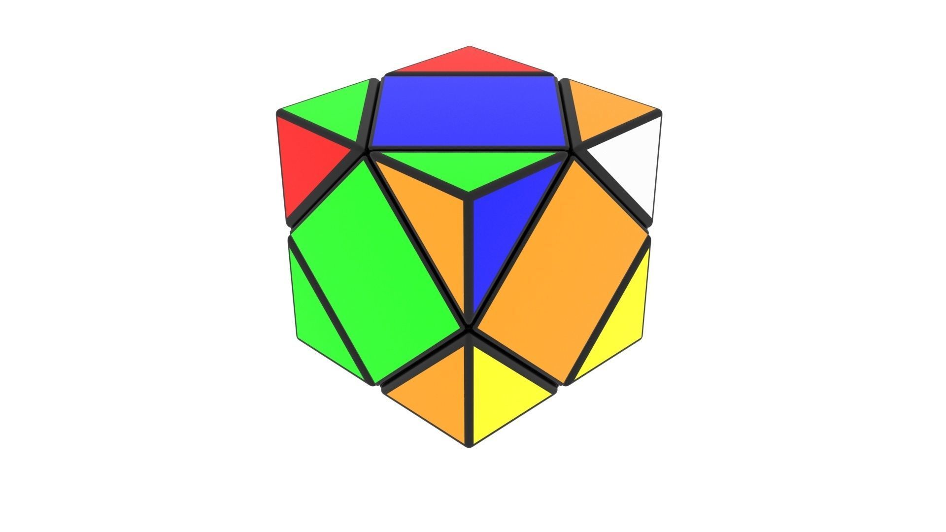 Skewb Puzzle With Solving Animation 3D model_17
