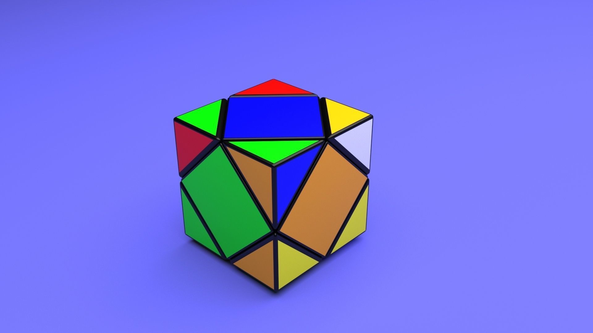 Skewb Puzzle With Solving Animation 3D model_51