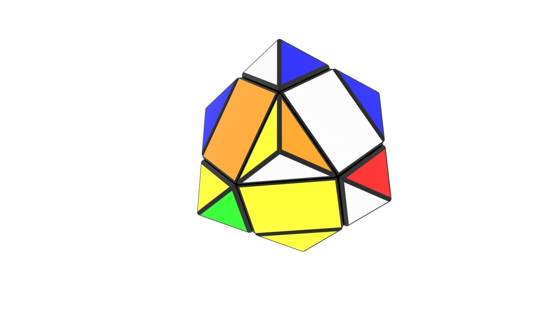 Skewb Puzzle With Solving Animation 3D model_27