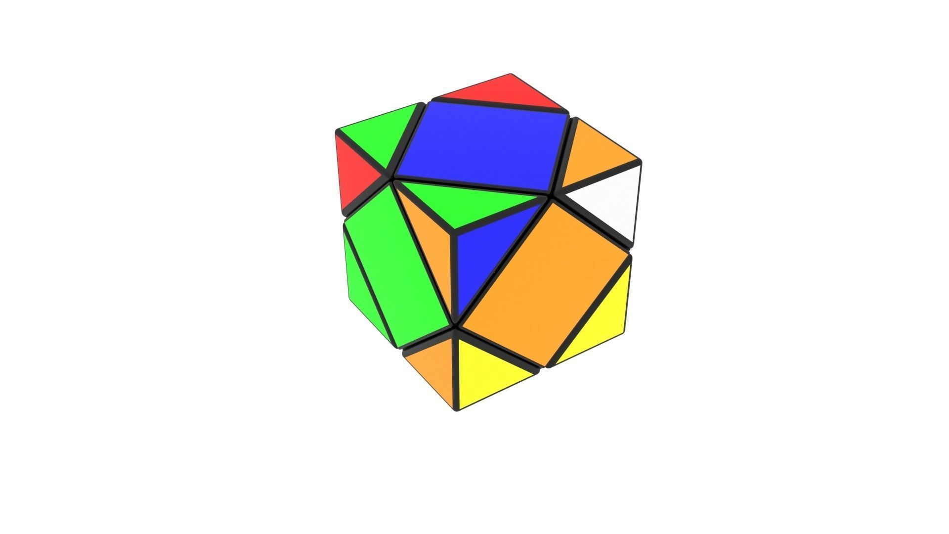 Skewb Puzzle With Solving Animation 3D model_19