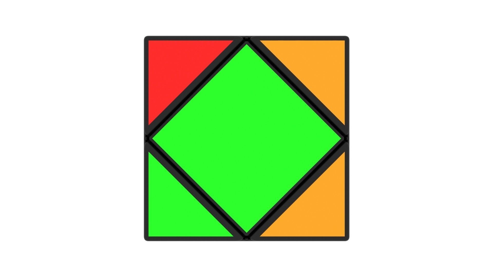 Skewb Puzzle With Solving Animation 3D model_39