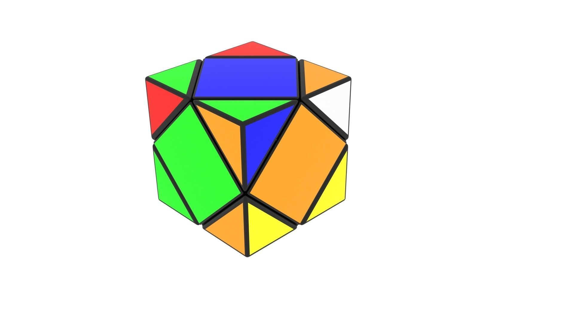Skewb Puzzle With Solving Animation 3D model_2