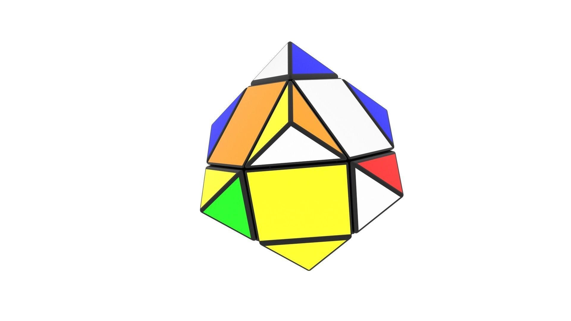 Skewb Puzzle With Solving Animation 3D model_31