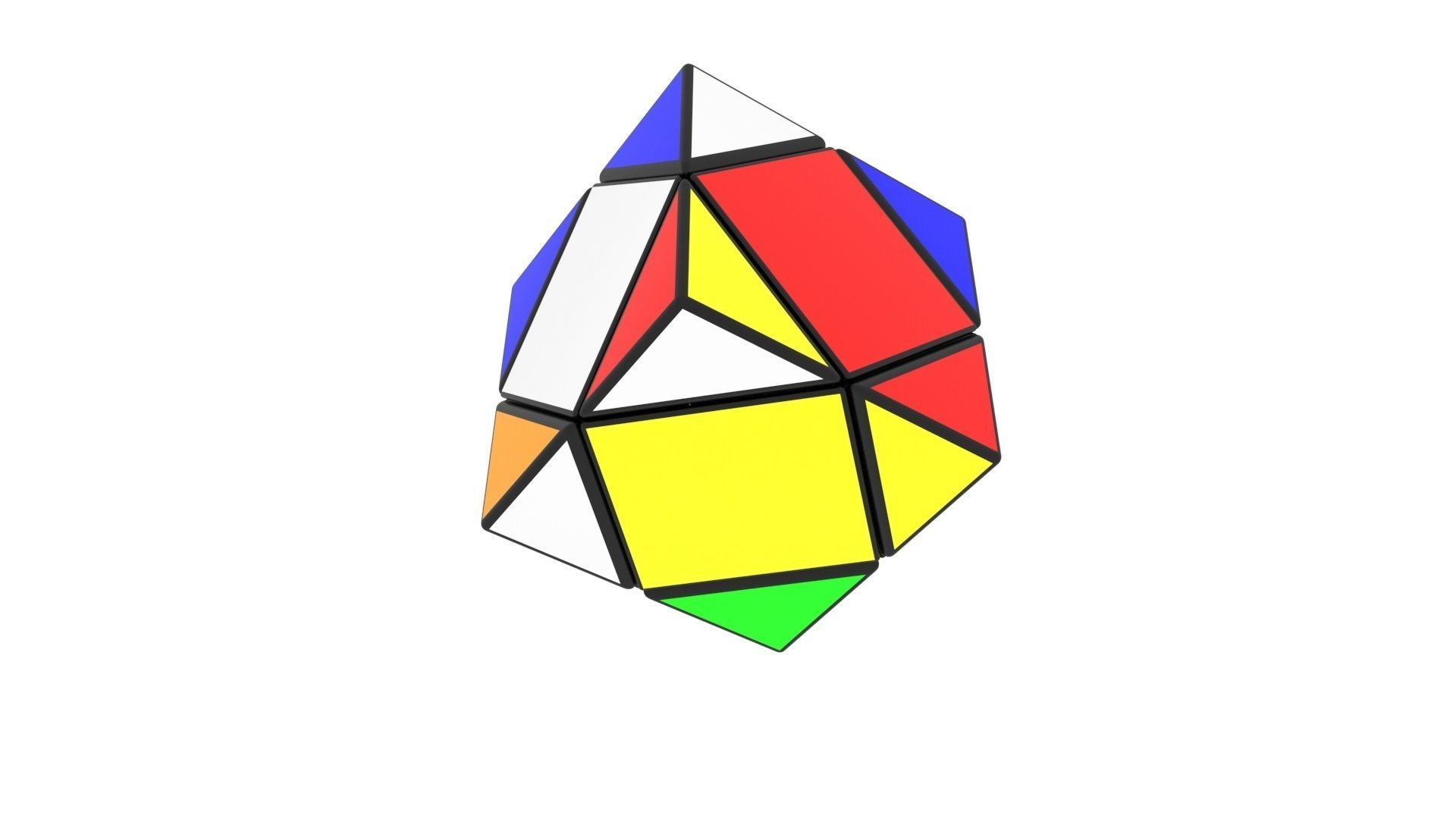 Skewb Puzzle With Solving Animation 3D model_28