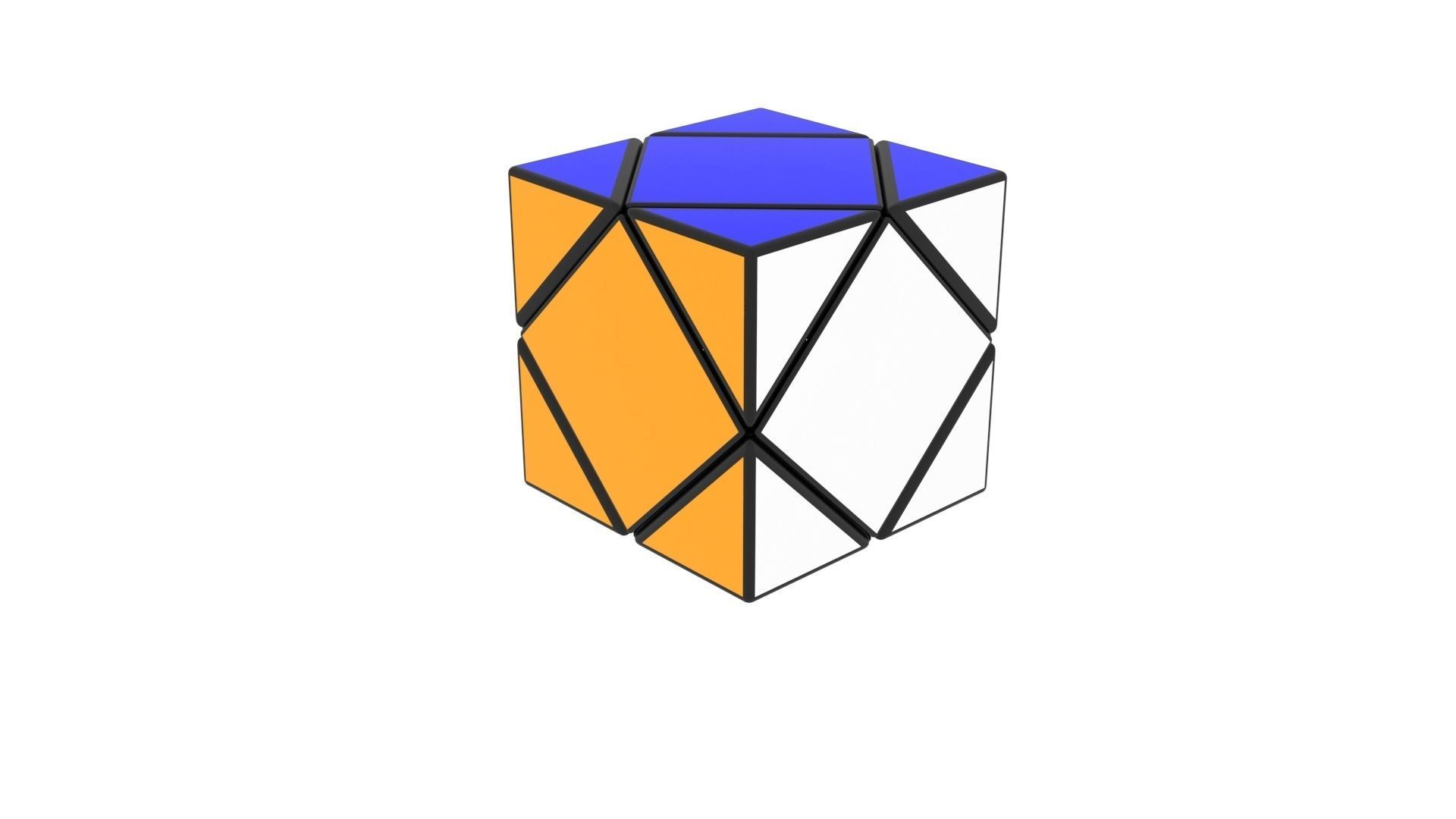 Skewb Puzzle With Solving Animation 3D model_8