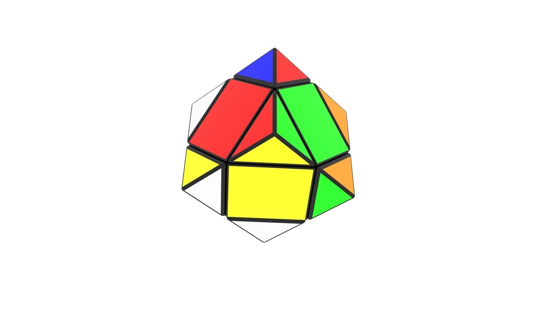Skewb Puzzle With Solving Animation 3D model_33