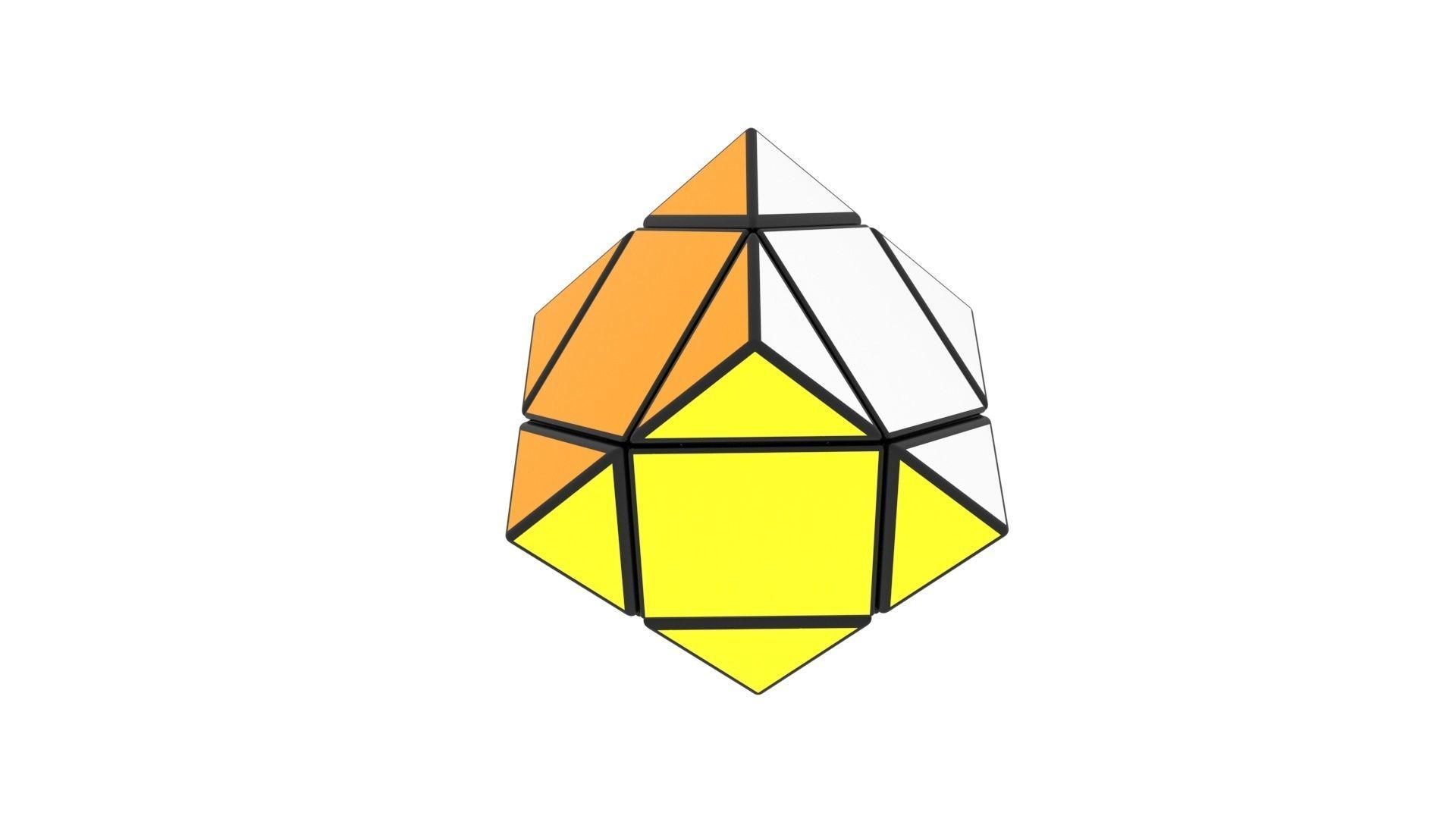 Skewb Puzzle With Solving Animation 3D model_12