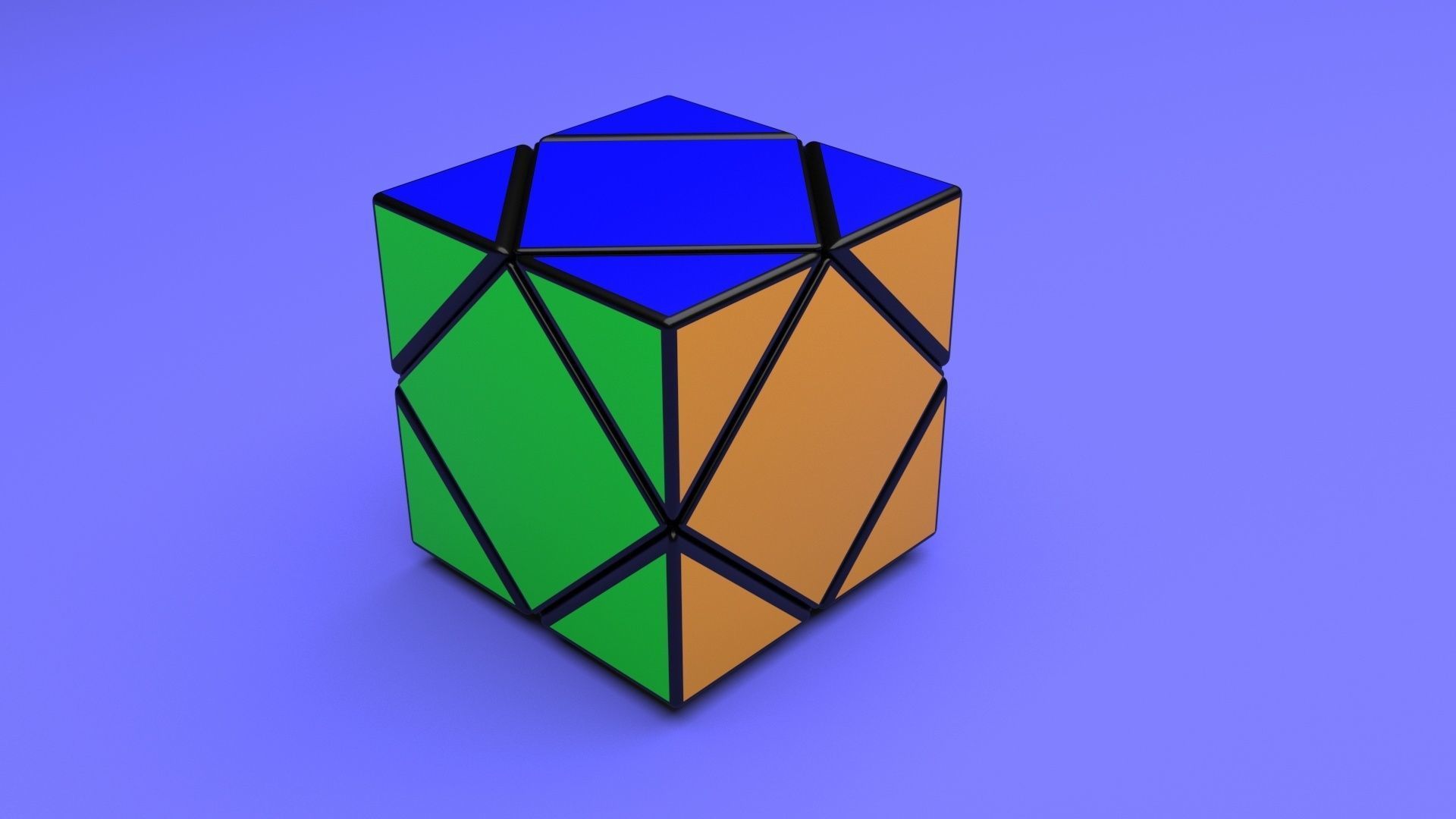 Skewb Puzzle With Solving Animation 3D model_46