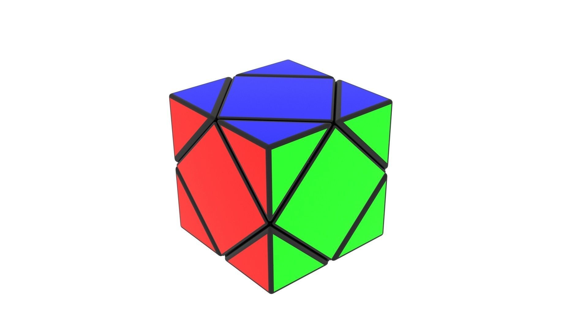 Skewb Puzzle With Solving Animation 3D model_10