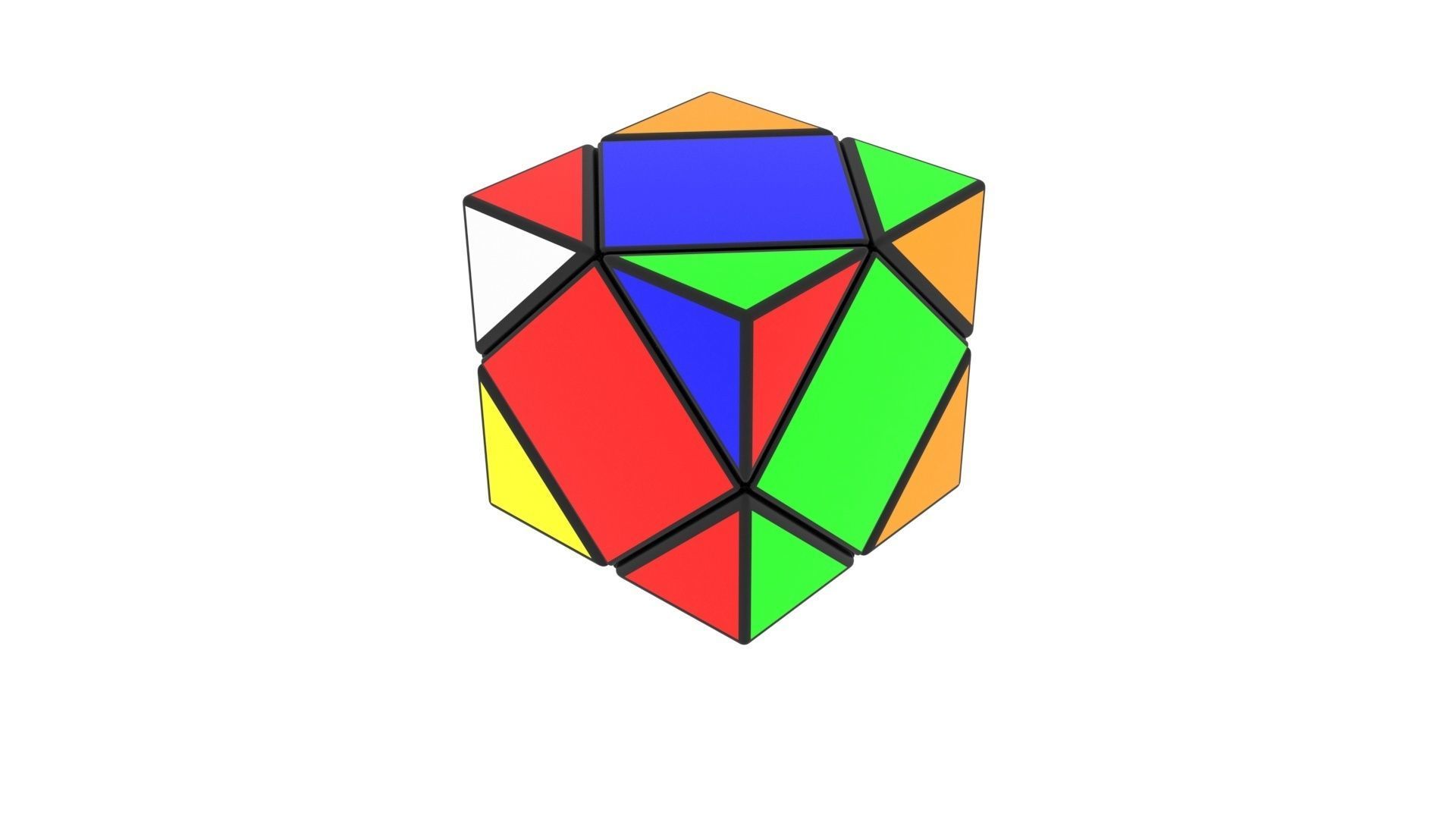 Skewb Puzzle With Solving Animation 3D model_24