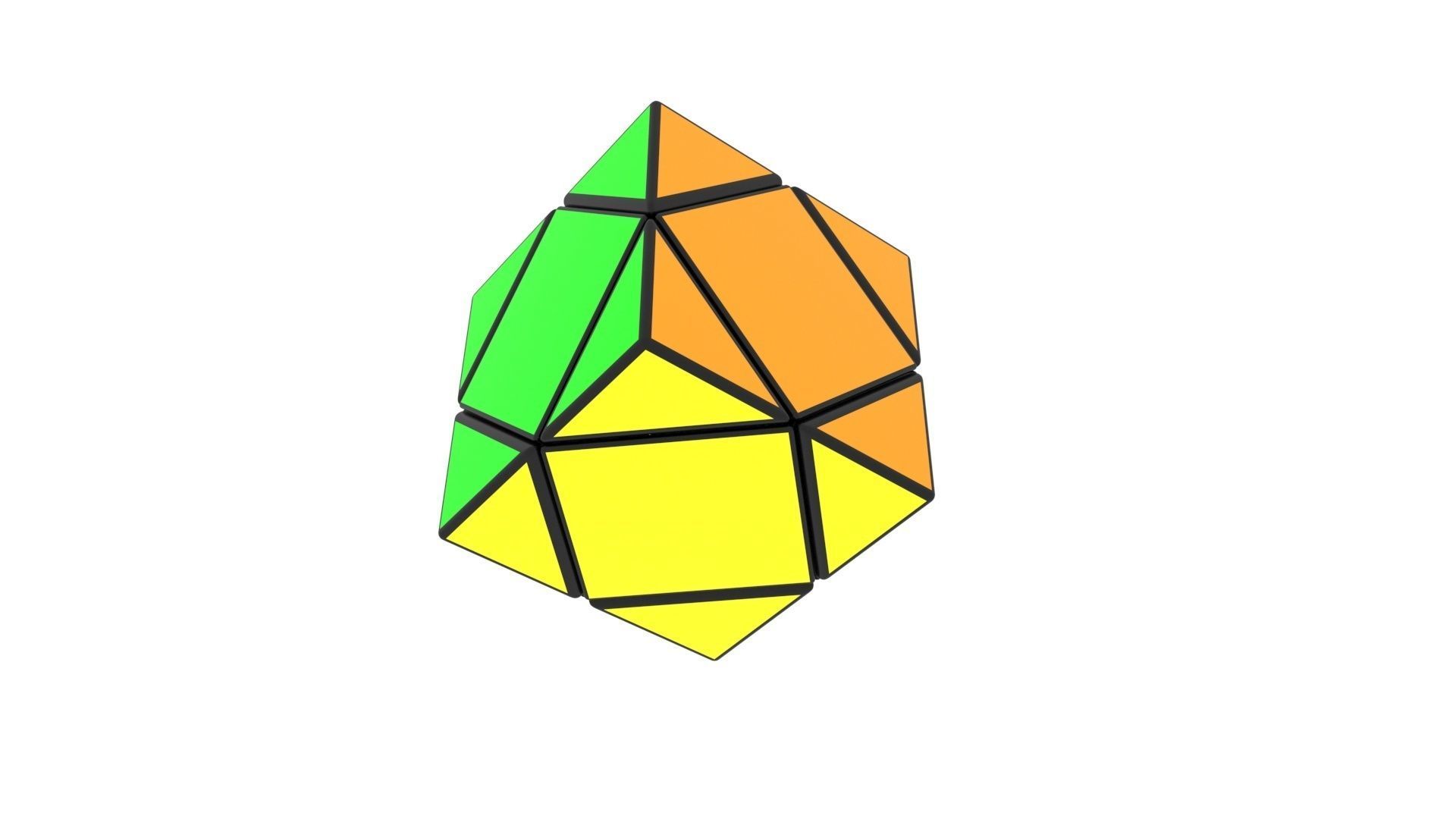 Skewb Puzzle With Solving Animation 3D model_15