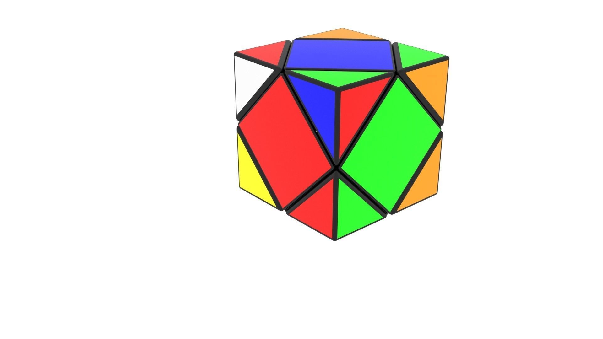 Skewb Puzzle With Solving Animation 3D model_25
