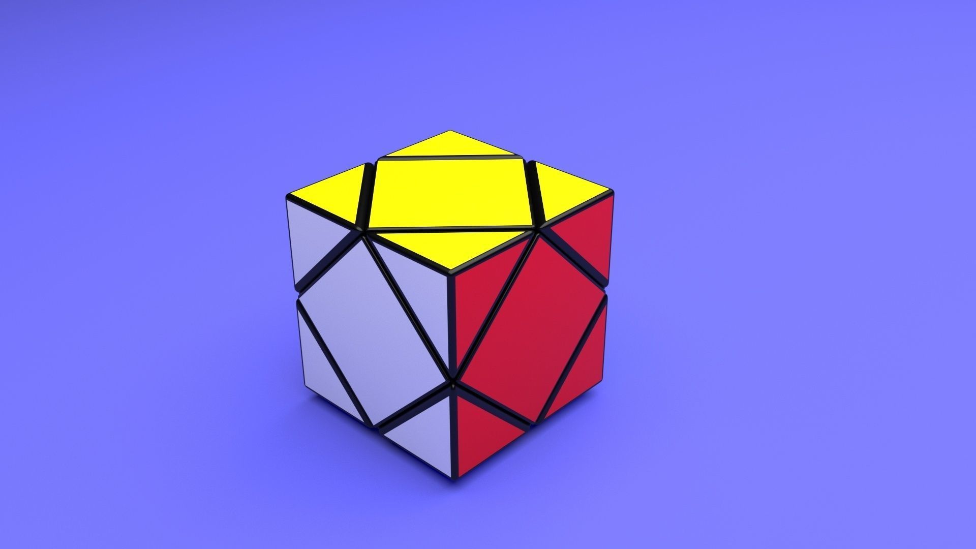 Skewb Puzzle With Solving Animation 3D model_52