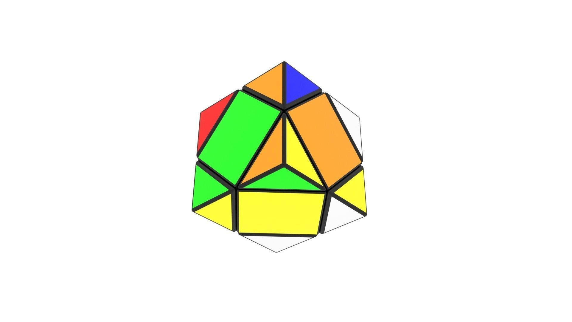 Skewb Puzzle With Solving Animation 3D model_34