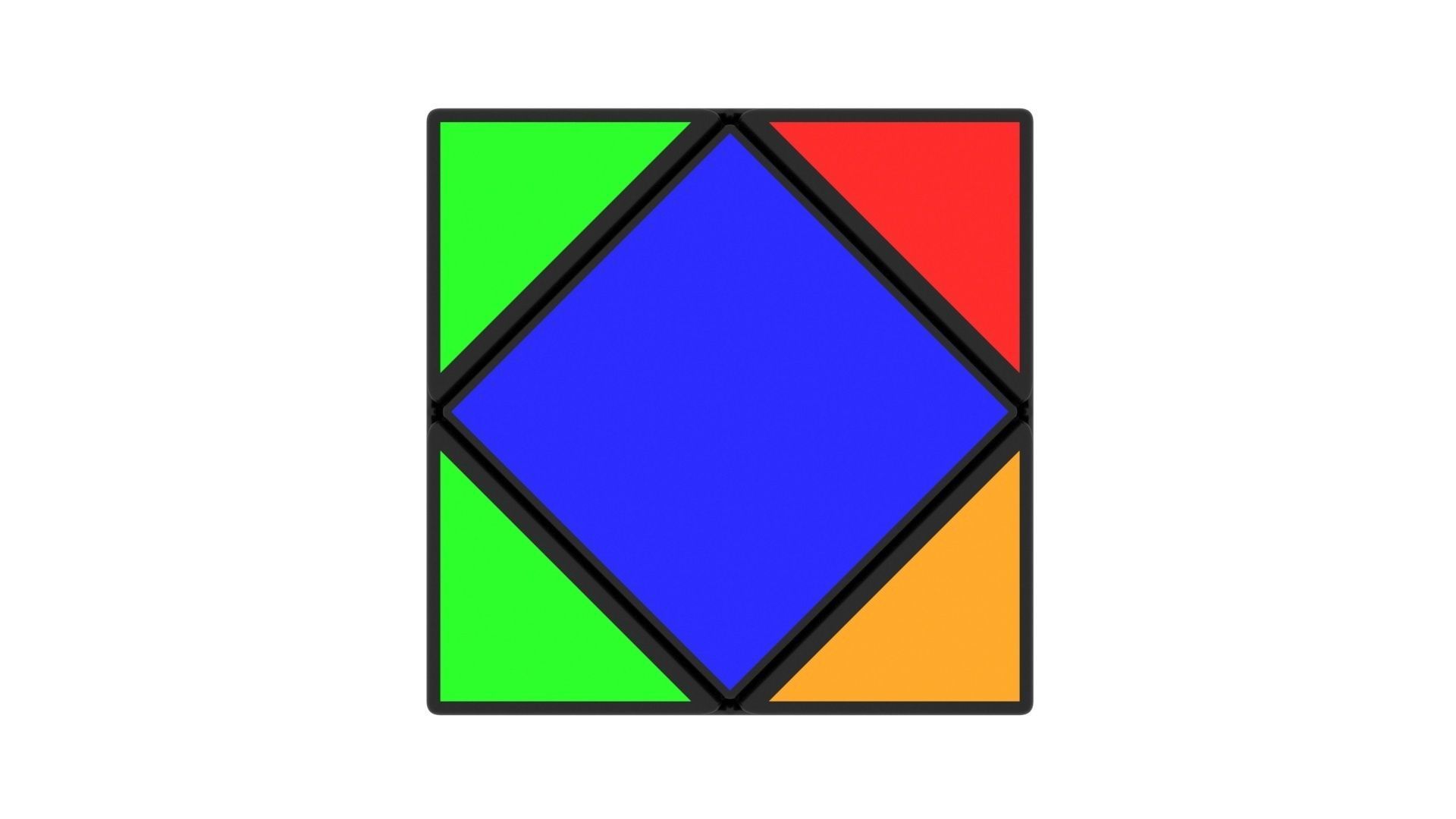 Skewb Puzzle With Solving Animation 3D model_37