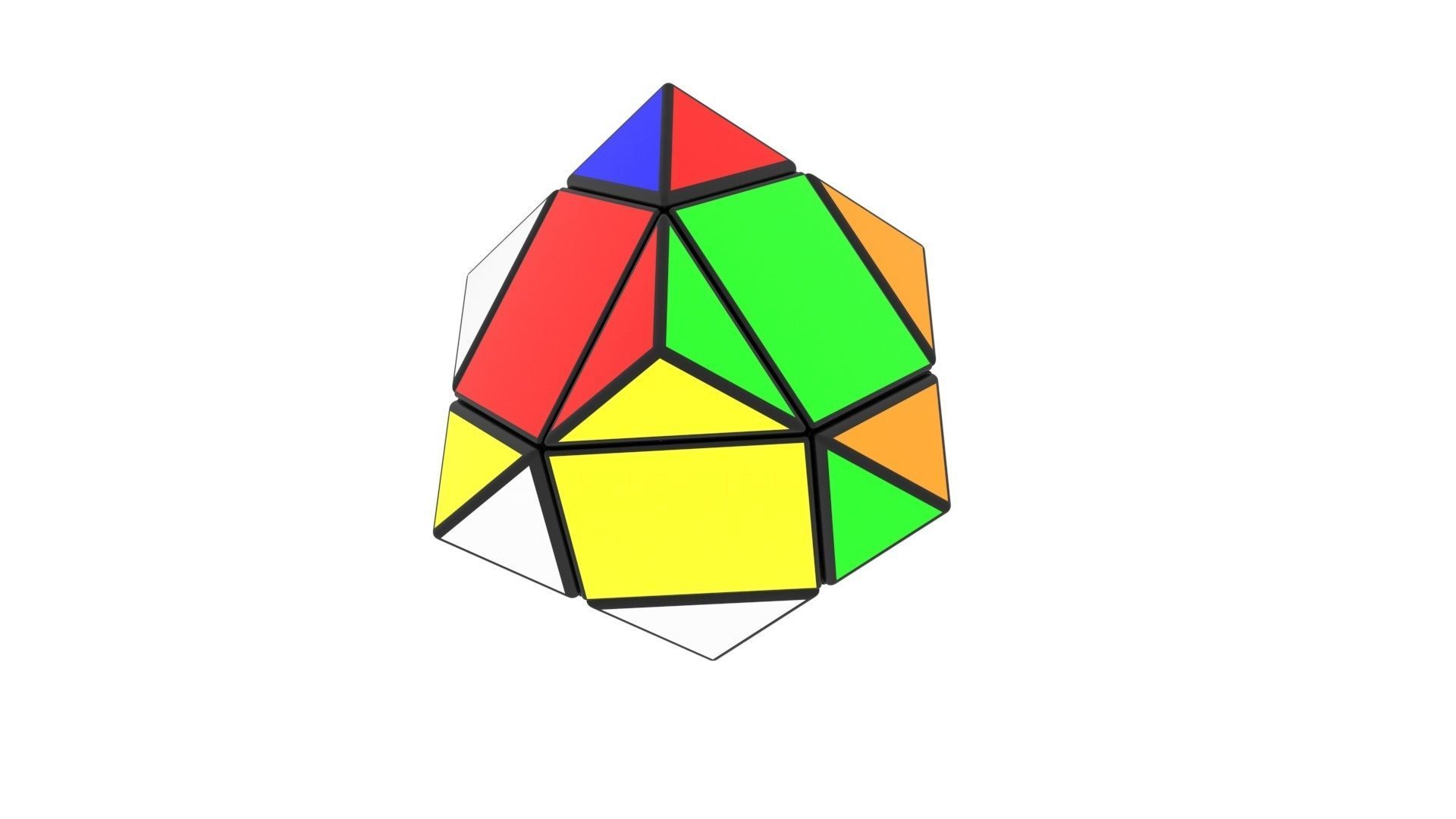 Skewb Puzzle With Solving Animation 3D model_29