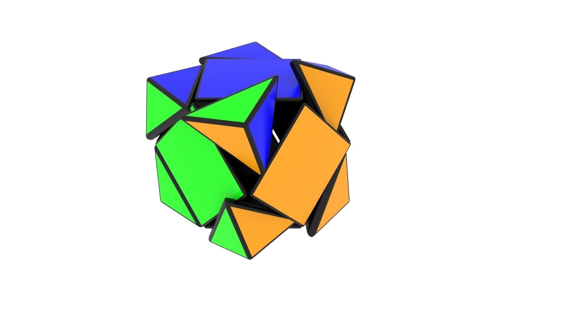 Skewb Puzzle With Solving Animation 3D model_7