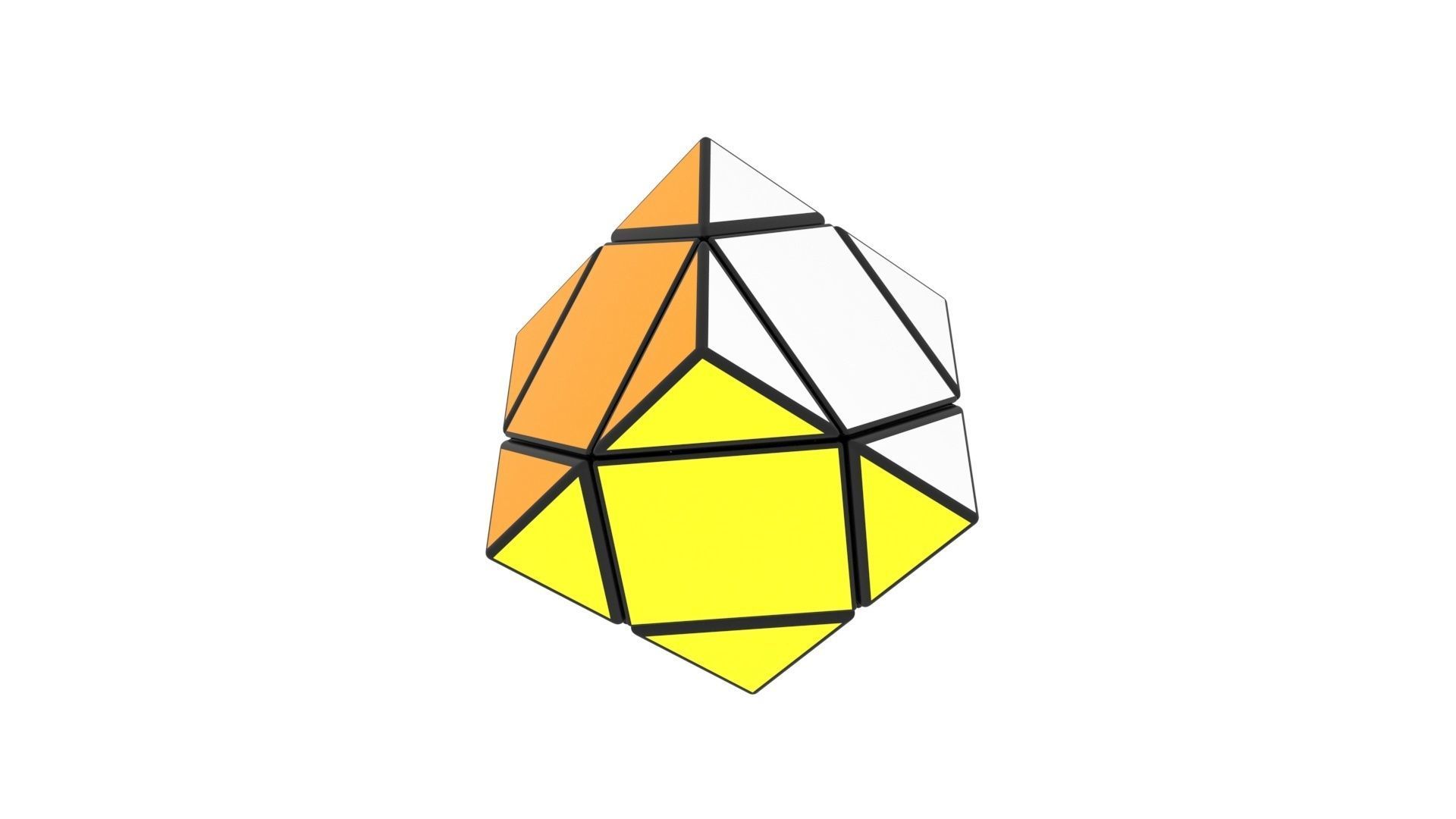 Skewb Puzzle With Solving Animation 3D model_16