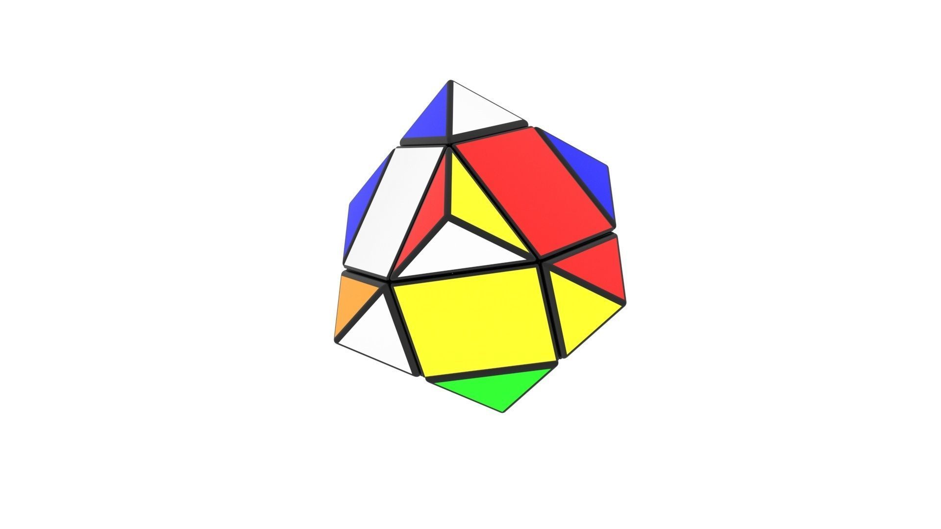 Skewb Puzzle With Solving Animation 3D model_32