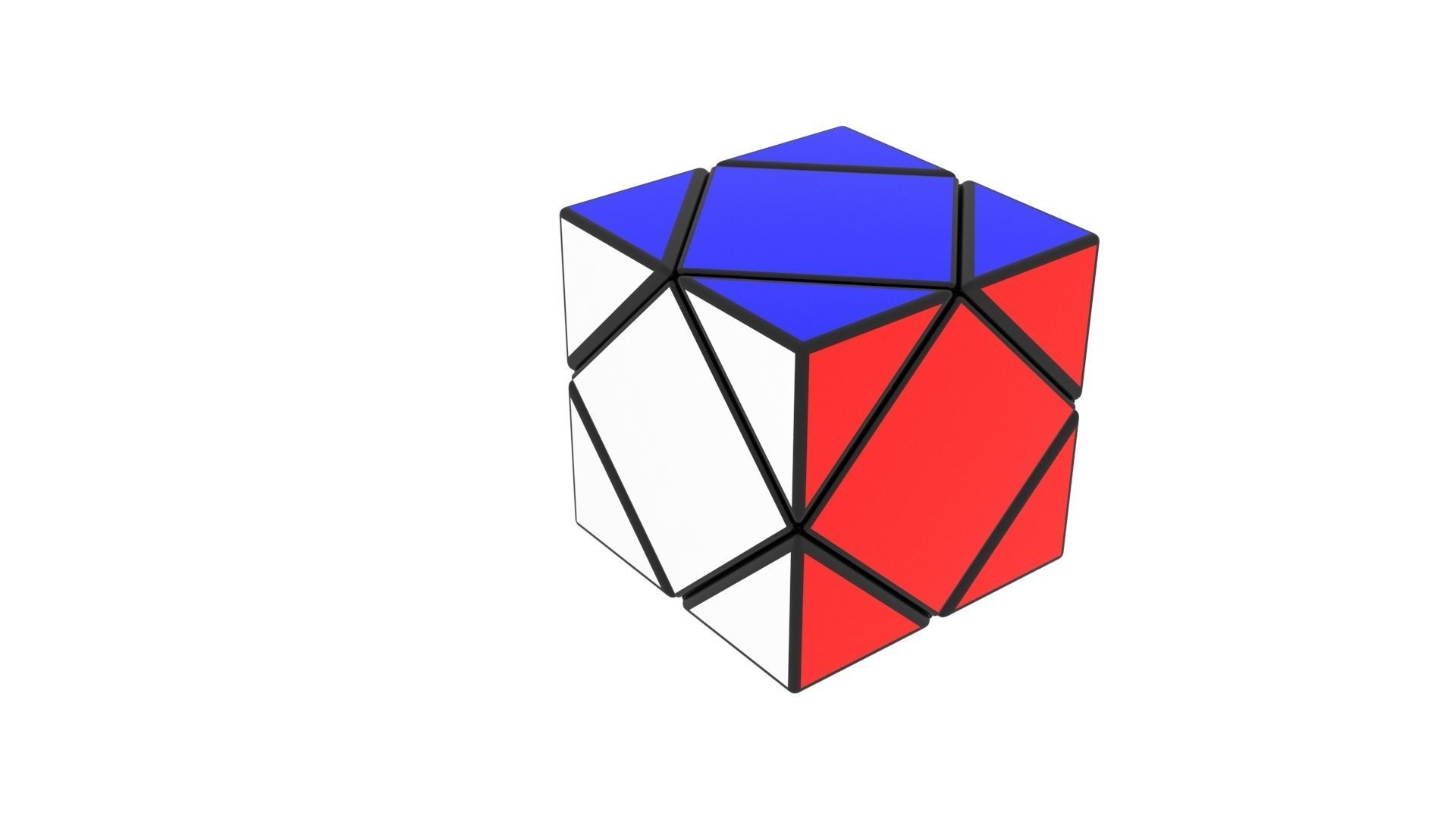 Skewb Puzzle With Solving Animation 3D model_9